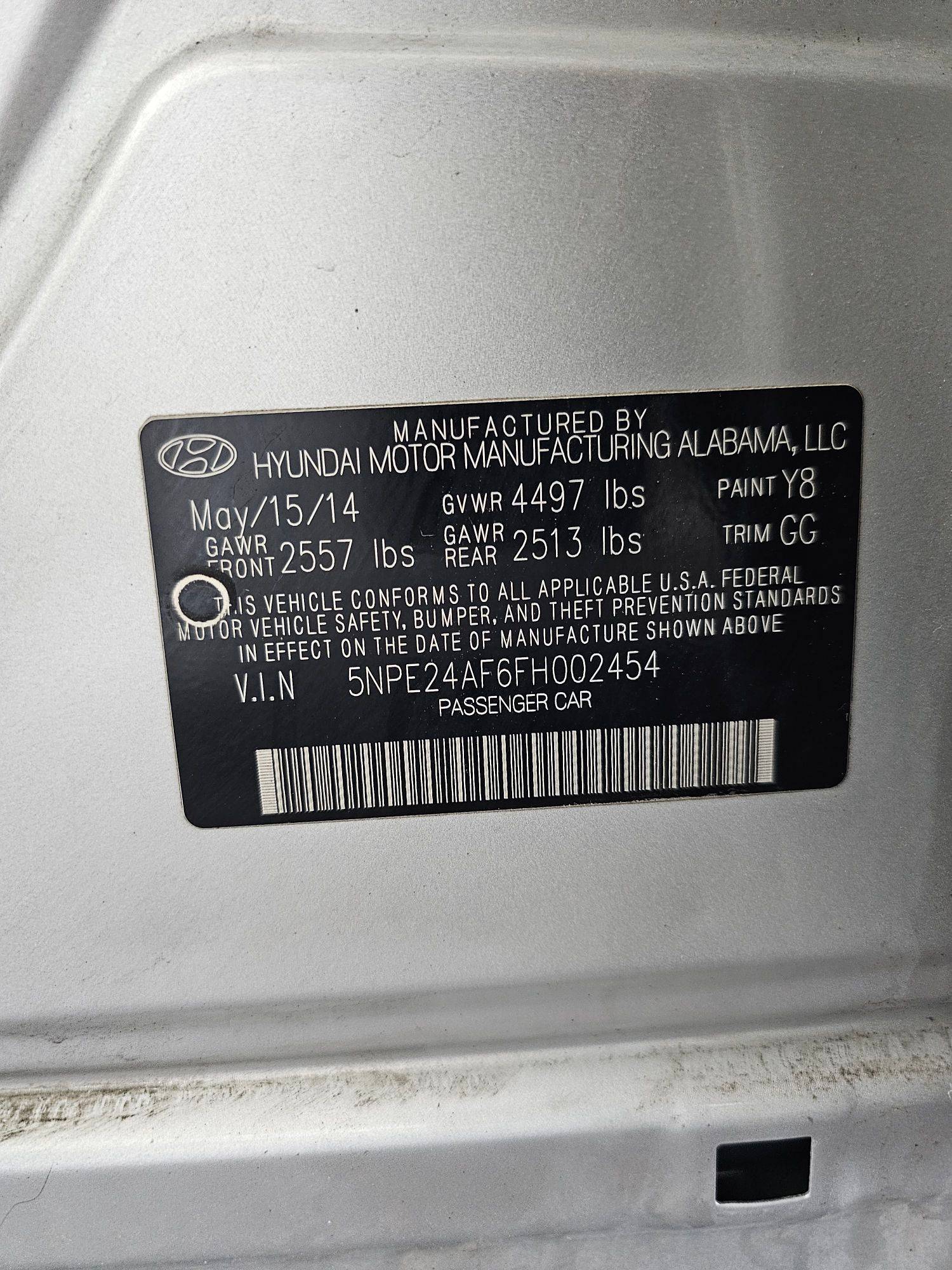 2015 HYUNDAI SONATA — 143704 Miles — Lot 44641085 — Souq - Marhaba Auctions Used Cars - Image 8