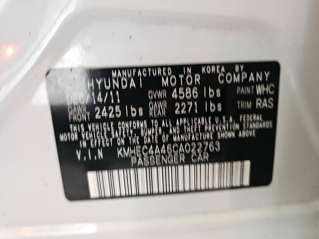 2012 HYUNDAI SONATA — sold — 147690 Miles — Lot 46CA022763 — Main - Marhaba Auctions Used Cars - Image 9