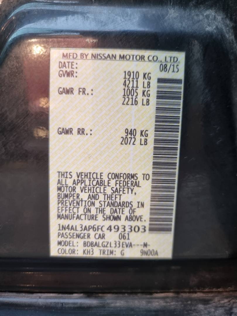 2015 NISSAN ALTIMA — 172274 Miles — Lot 125487 — Ind. 12 - Marhaba Auctions Used Cars - Image 9