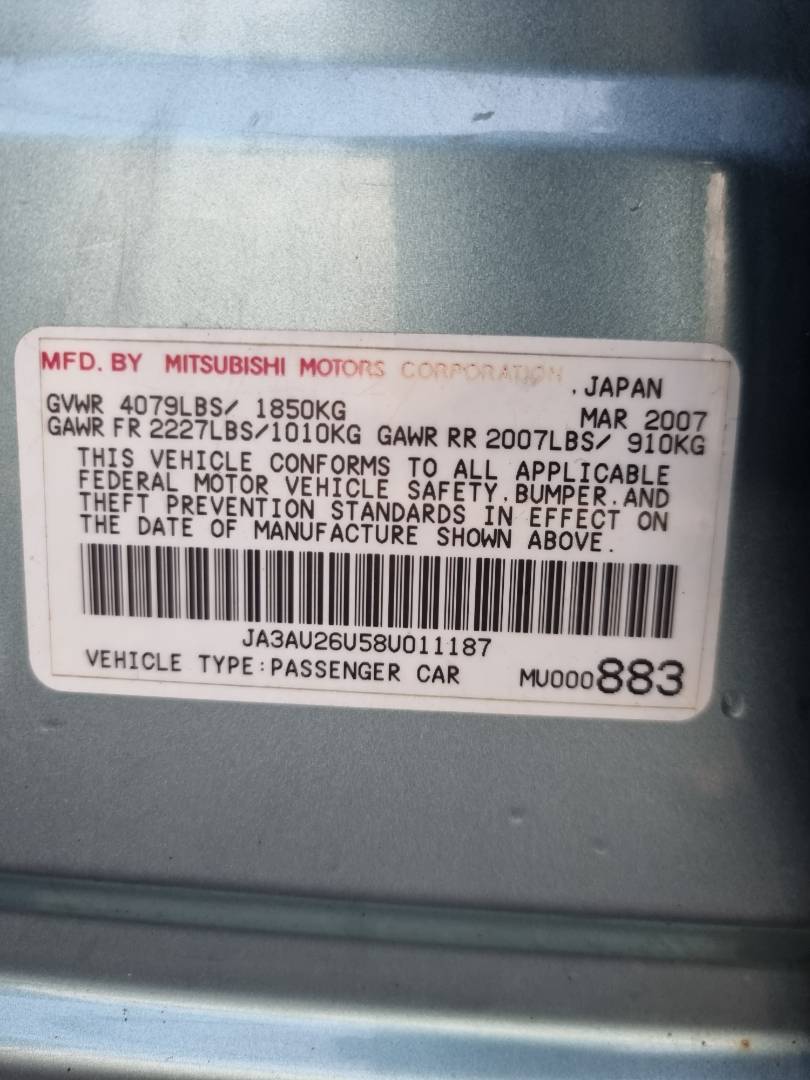 2008 MITSUBISHI LANCER — 128661 Miles — Lot 58U011187 — Ind. 12 - Marhaba Auctions Used Cars - Image 9