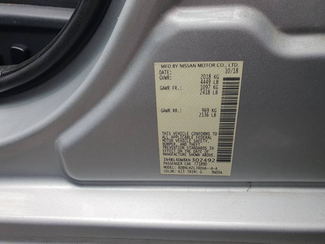 2019 NISSAN ALTIMA — 47667 Miles — Lot KN302492 - Marhaba Auctions Used Cars - Image 12