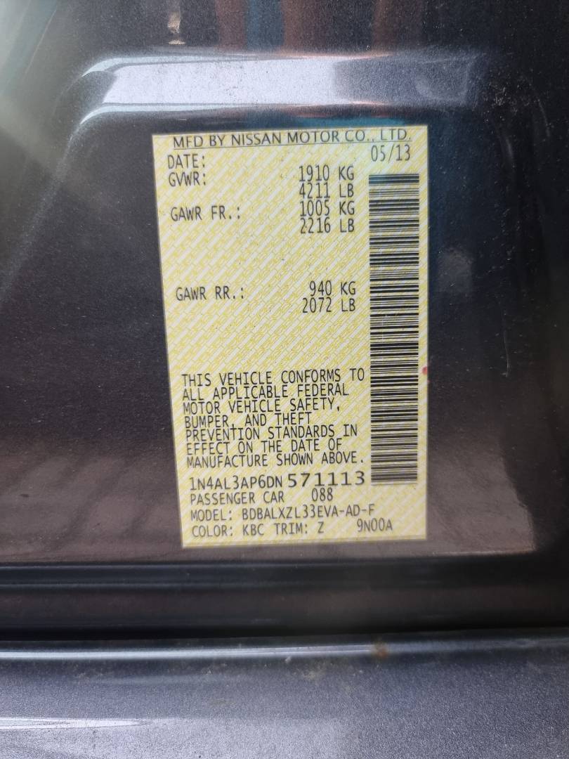 2013 NISSAN ALTIMA — 177452 Miles — Lot 214578 — Ind. 12 - Marhaba Auctions Used Cars - Image 9