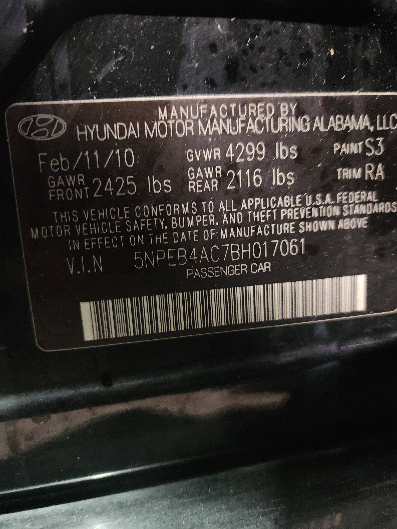 2011 HYUNDAI SONATA — 314187 Miles — Lot 74107823 - Marhaba Auctions Used Cars - Image 3