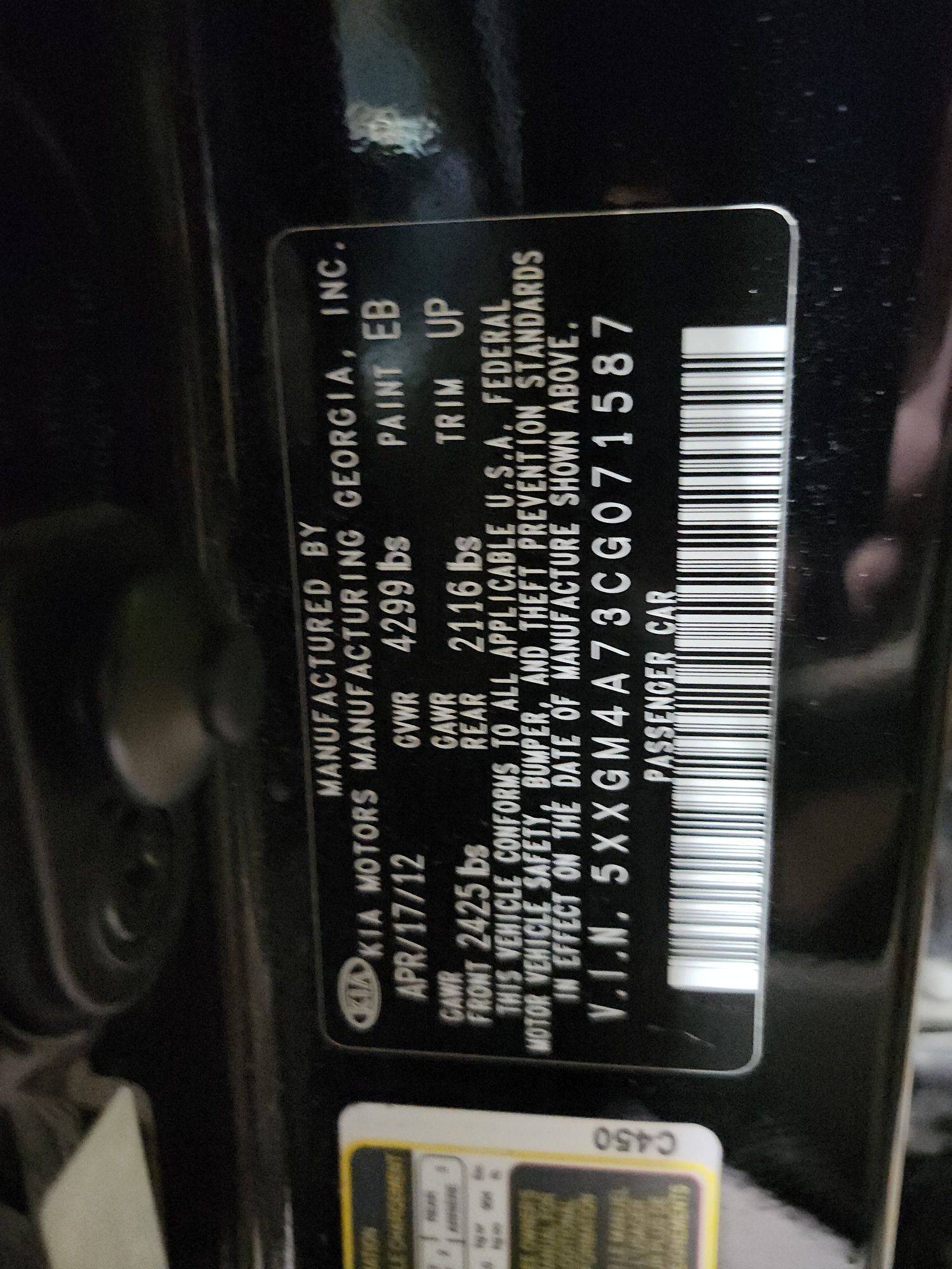 2012 KIA OPTIMA — 207908 Miles — Lot 68504024 — Souq - Marhaba Auctions Used Cars - Image 10