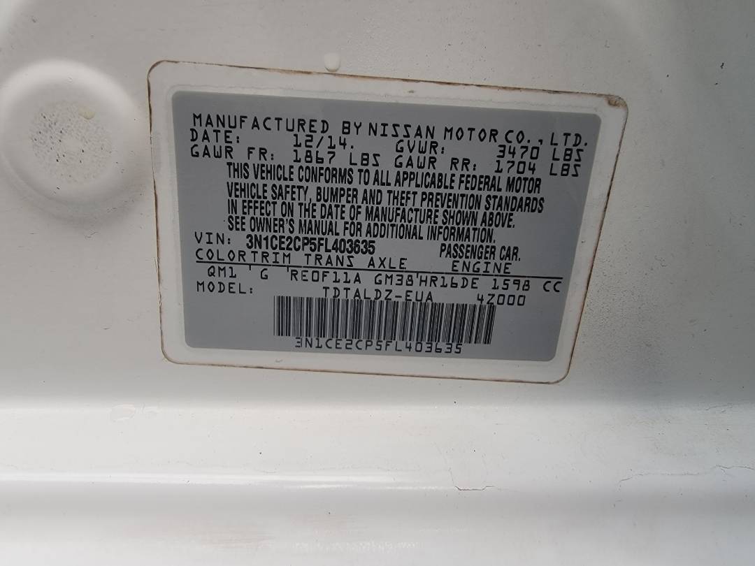 2015 NISSAN VERSA NOTE — 168616 Miles — Lot 403635 — Main - Marhaba Auctions Used Cars - Image 9