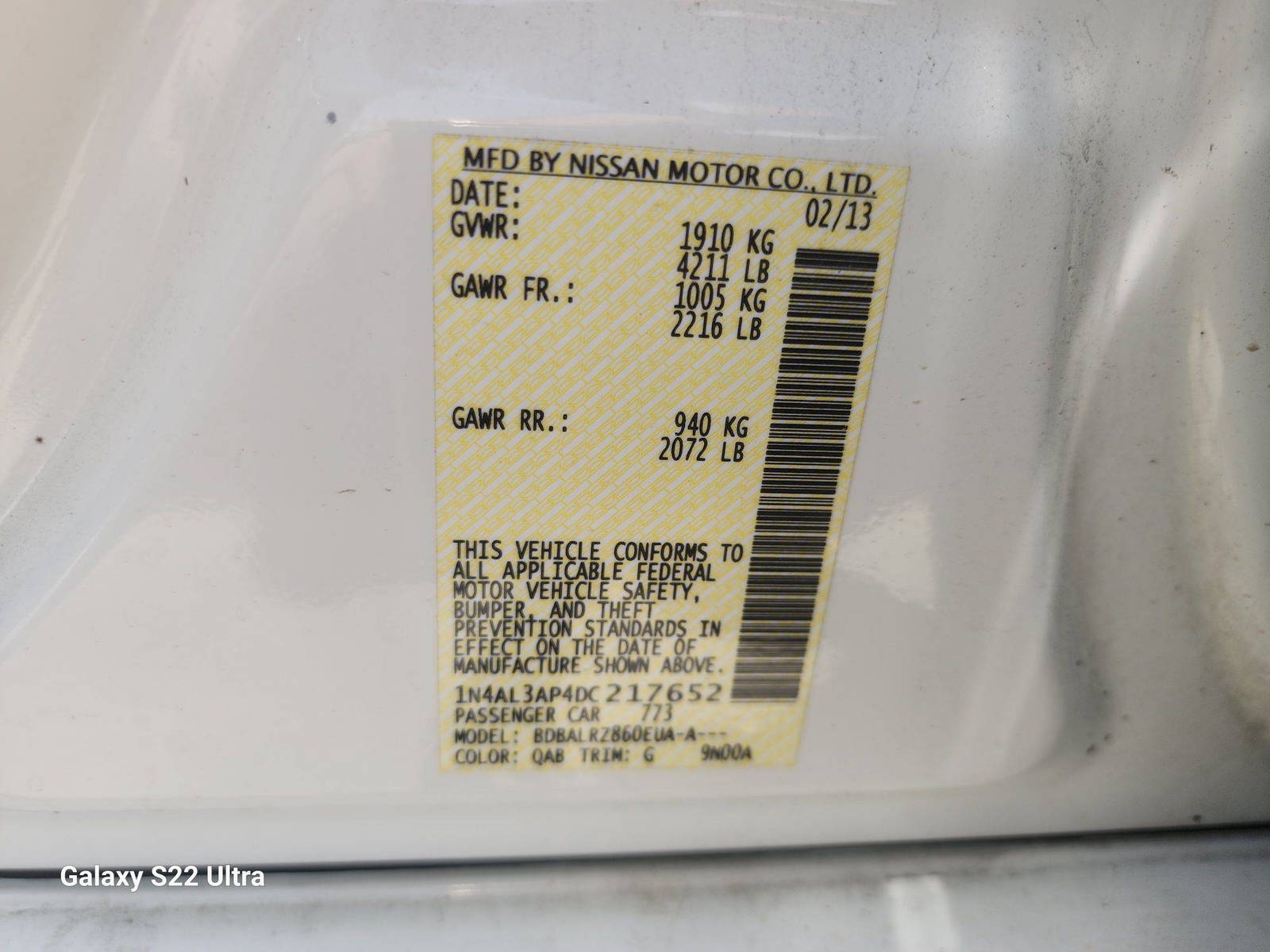 2013 NISSAN ALTIMA — 161386 Miles — Lot 39994004 - Marhaba Auctions Used Cars - Image 8