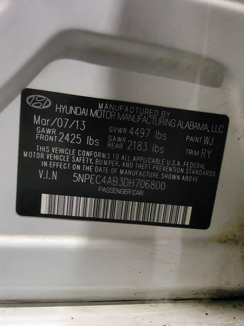 2013 HYUNDAI SONATA — 205903 Miles — Lot 06800 — Main - Marhaba Auctions Used Cars - Image 10