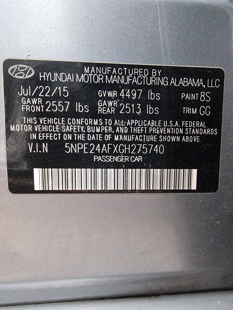 2016 HYUNDAI SONATA — 157905 Miles — Lot 215487 — Ind. 12 - Marhaba Auctions Used Cars - Image 9