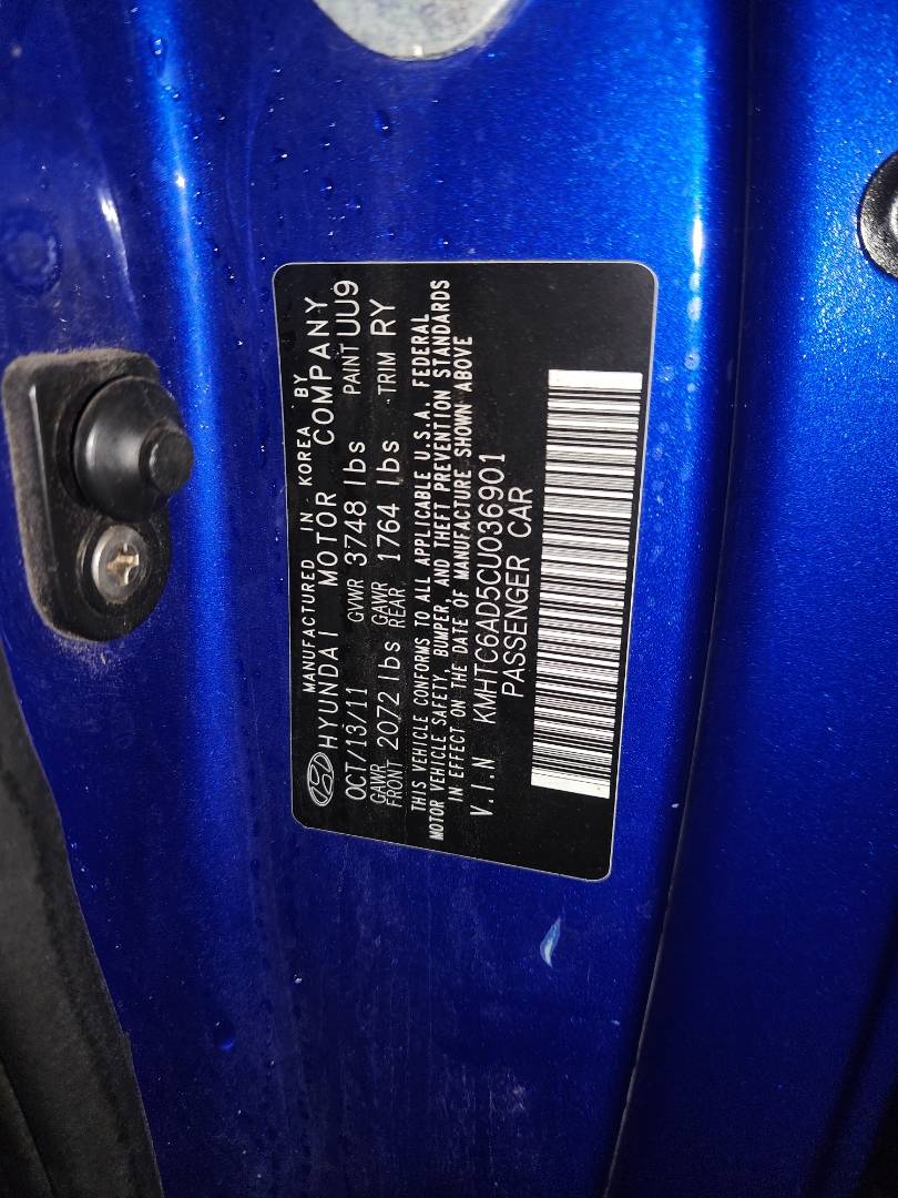 2012 HYUNDAI VELOSTER — 166933 Miles — Lot CU036901 - Marhaba Auctions Used Cars - Image 3