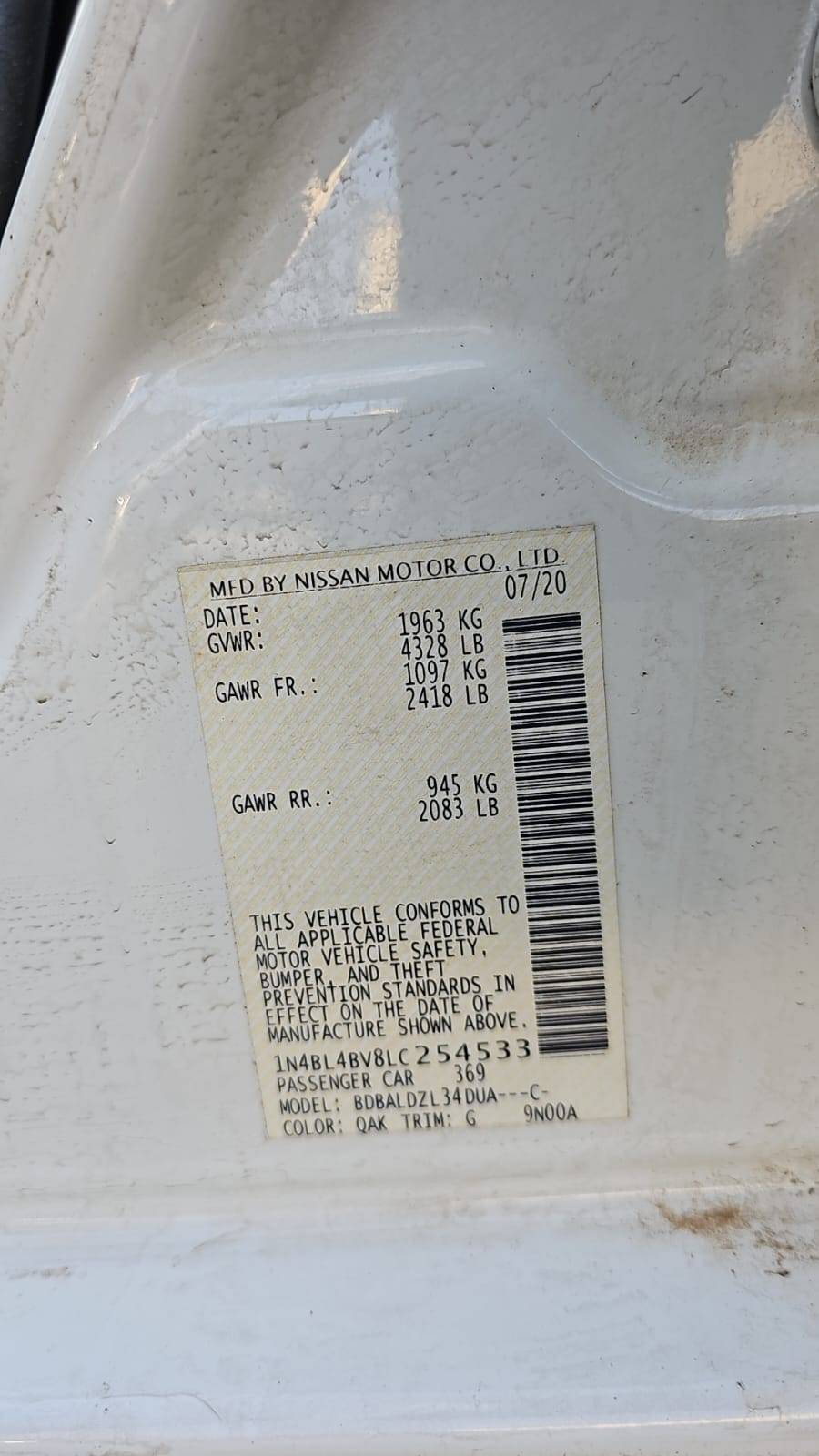 NISSAN ALTIMA 2020 - Marhaba Auction Used Cars - Image 3