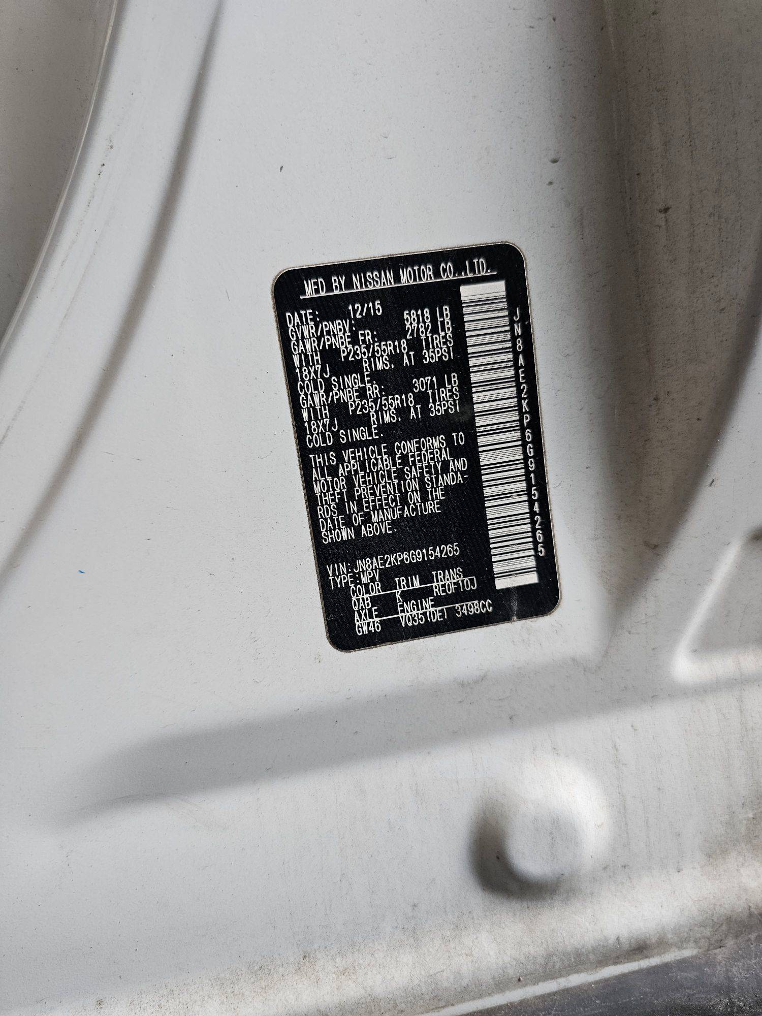 2016 NISSAN QUEST — 193186 Miles — Lot P6G9154265 — Souq - Marhaba Auctions Used Cars - Image 9
