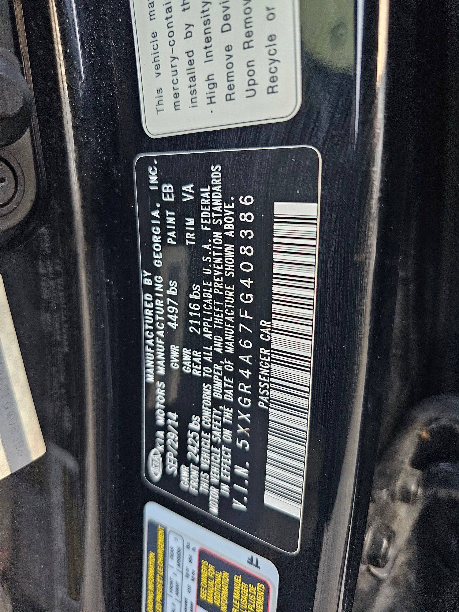 2015 KIA OPTIMA — 152609 Miles — Lot FG408386 — Main - Marhaba Auctions Used Cars - Image 9