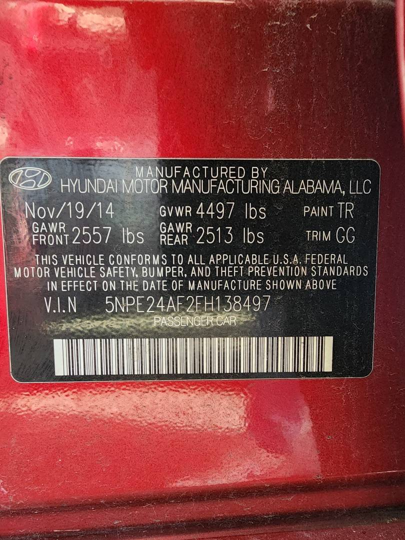 2015 HYUNDAI SONATA — 120534 Miles — Lot 70764083 - Marhaba Auctions Used Cars - Image 3