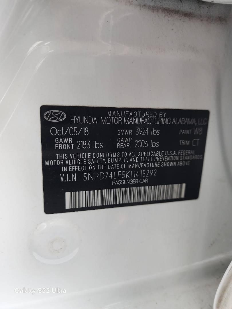 2019 HYUNDAI ELANTRA — 125704 Miles — Lot 47409364 — Main - Marhaba Auctions Used Cars - Image 4