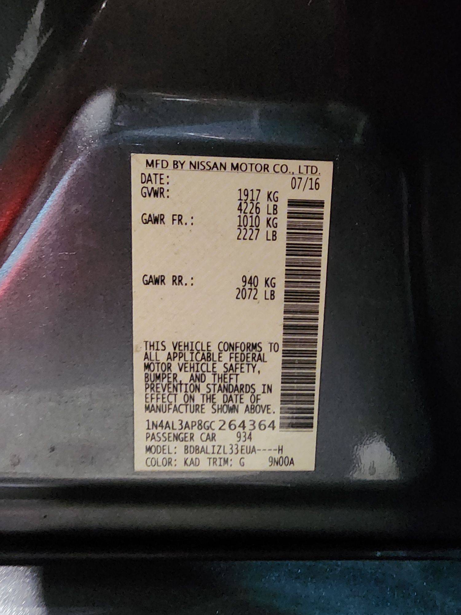 2016 NISSAN ALTIMA — 173119 Miles — Lot 264364 — Al Quoz - Marhaba Auctions Used Cars - Image 10