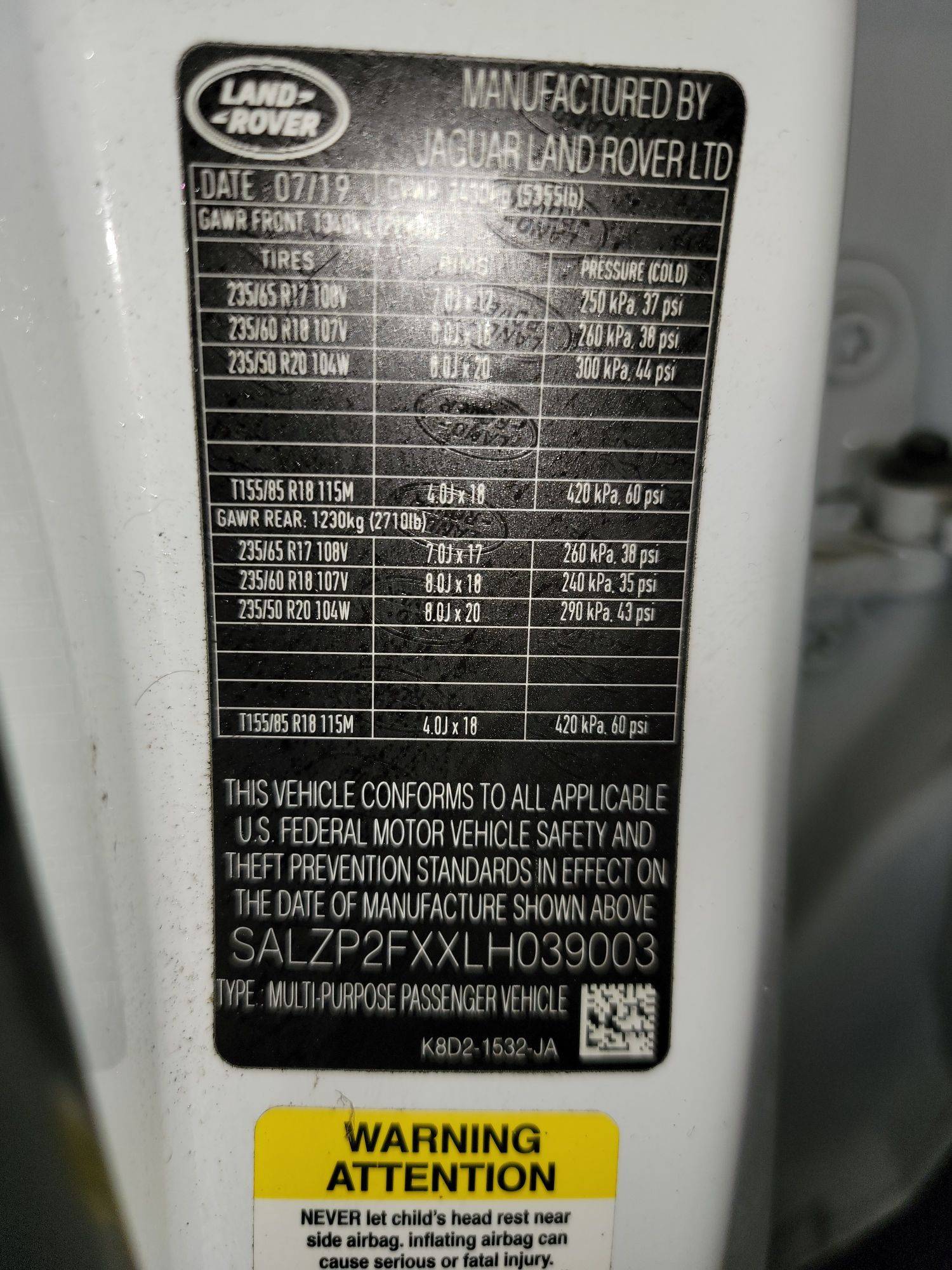 LAND ROVER RANGE ROVER EVOQUE SE 2020 - Marhaba Auction Used Cars - Image 11