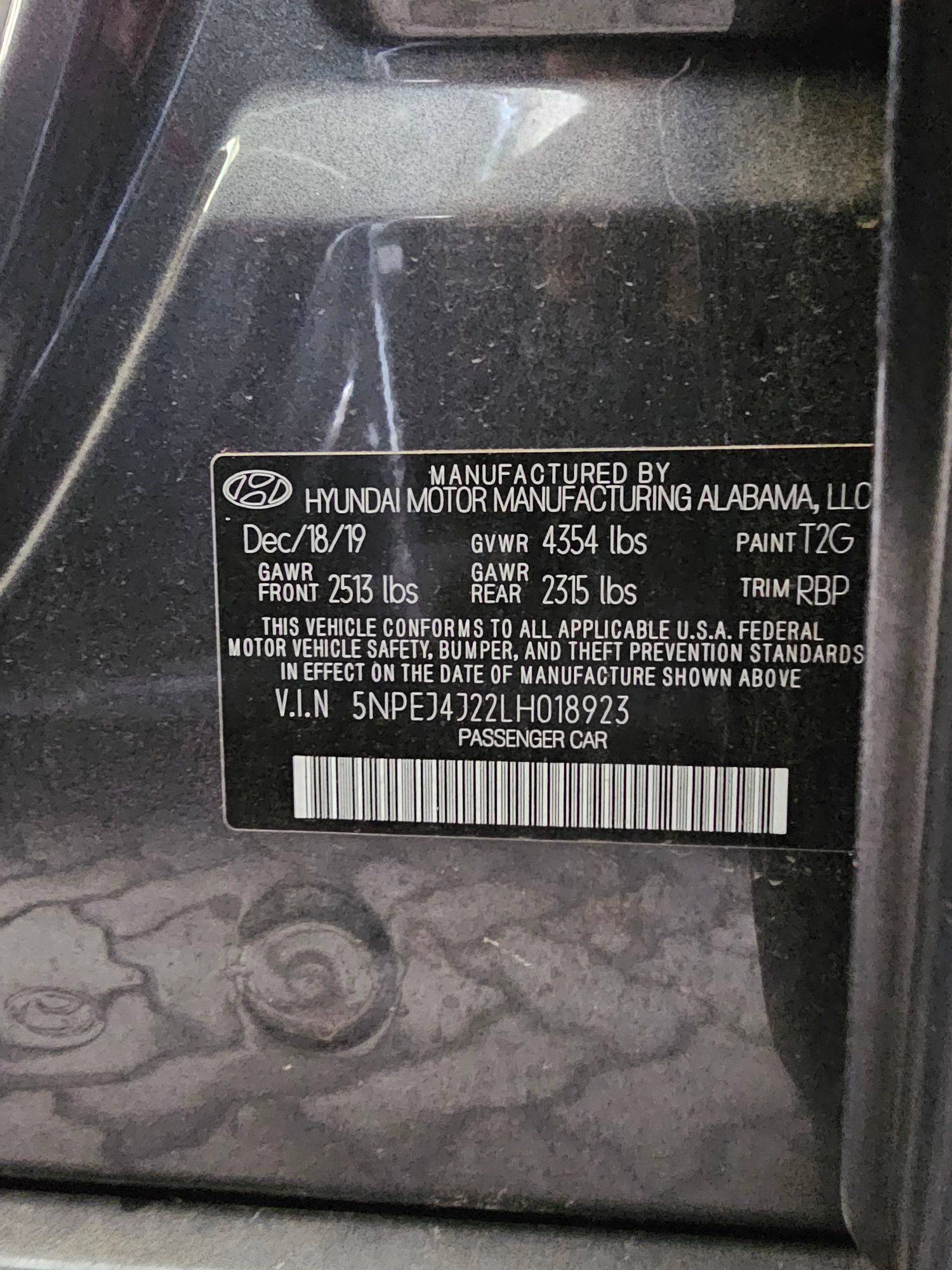 2020 HYUNDAI SONATA — 53341 Miles — Lot H018923 — Main - Marhaba Auctions Used Cars - Image 8