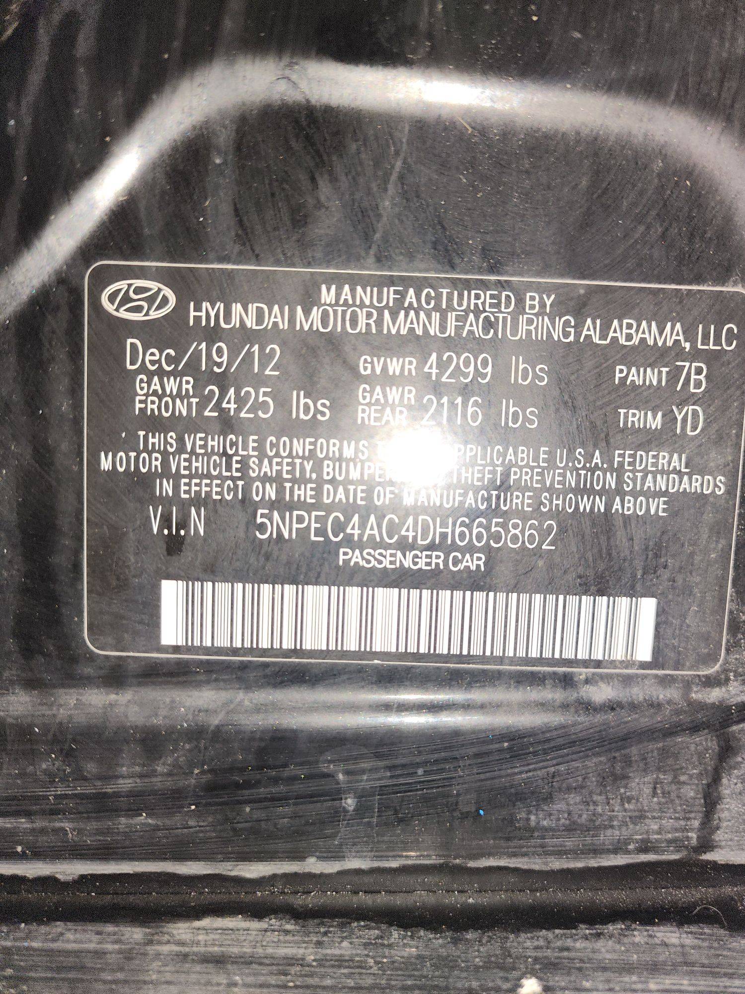 2013 HYUNDAI SONATA — 151795 Miles — Lot 816446 — Souq - Marhaba Auctions Used Cars - Image 10