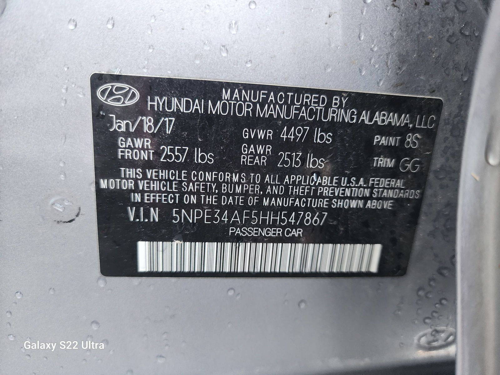 2017 HYUNDAI SONATA — 163621 Miles — Lot 47867 - Marhaba Auctions Used Cars - Image 6