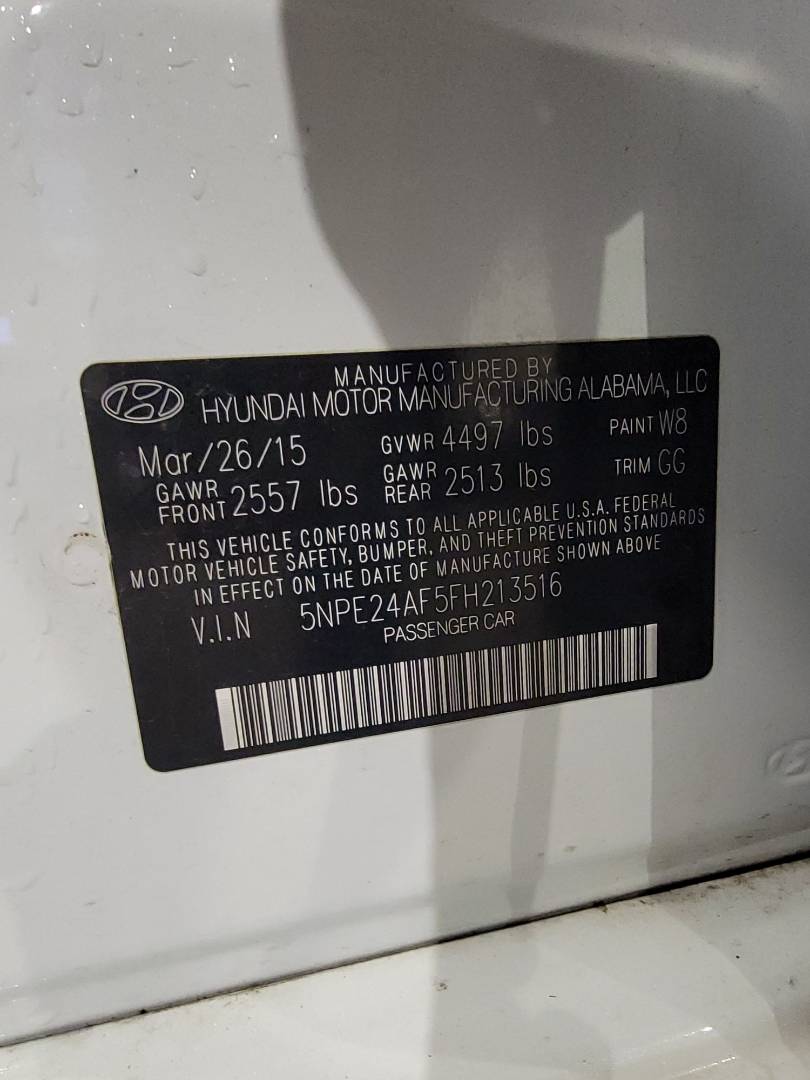 2015 HYUNDAI SONATA — 176930 Miles — Lot FH213516 — Main - Marhaba Auctions Used Cars - Image 9