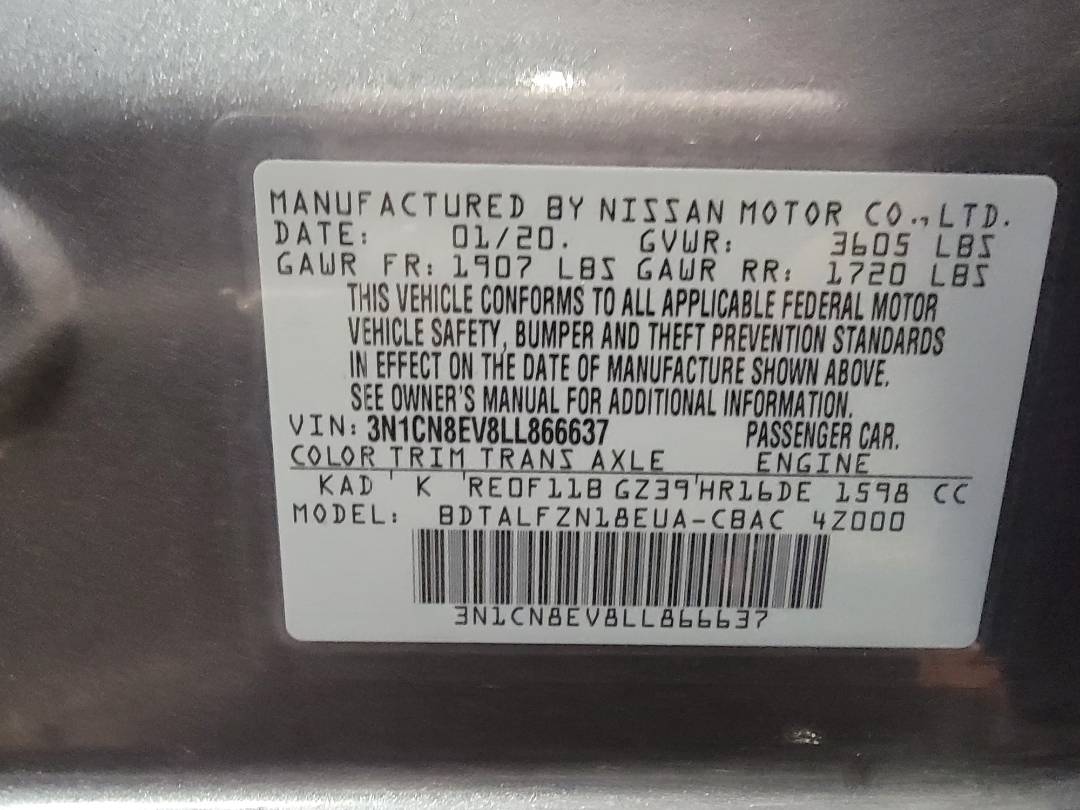 2020 NISSAN VERSA — 79490 Miles — Lot LL866637 — Main - Marhaba Auctions Used Cars - Image 6