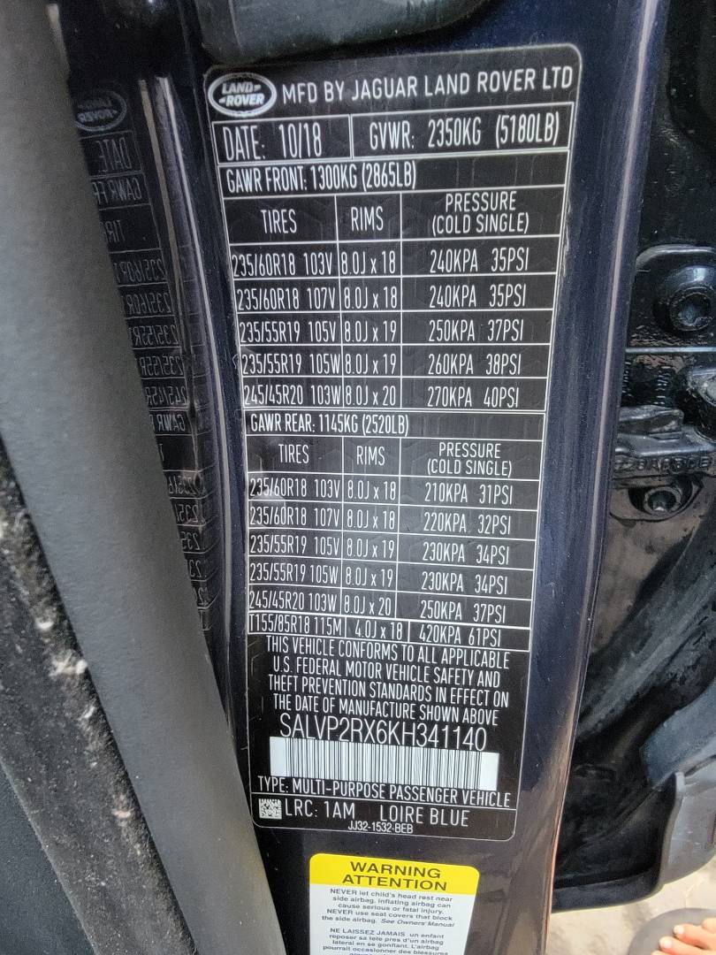 2019 LAND ROVER RANGE ROVER EVOQUE — 34534 Miles — Lot H341140 — Main - Marhaba Auctions Used Cars - Image 11