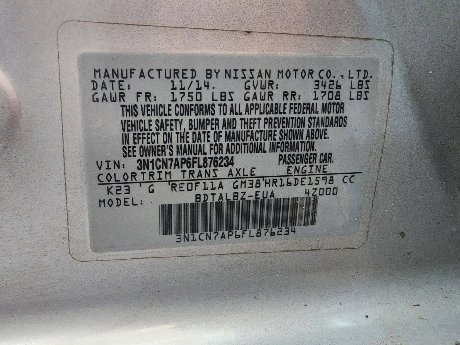 2015 NISSAN VERSA — 239879 Miles — Lot 75615623 — Souq - Marhaba Auctions Used Cars - Image 8