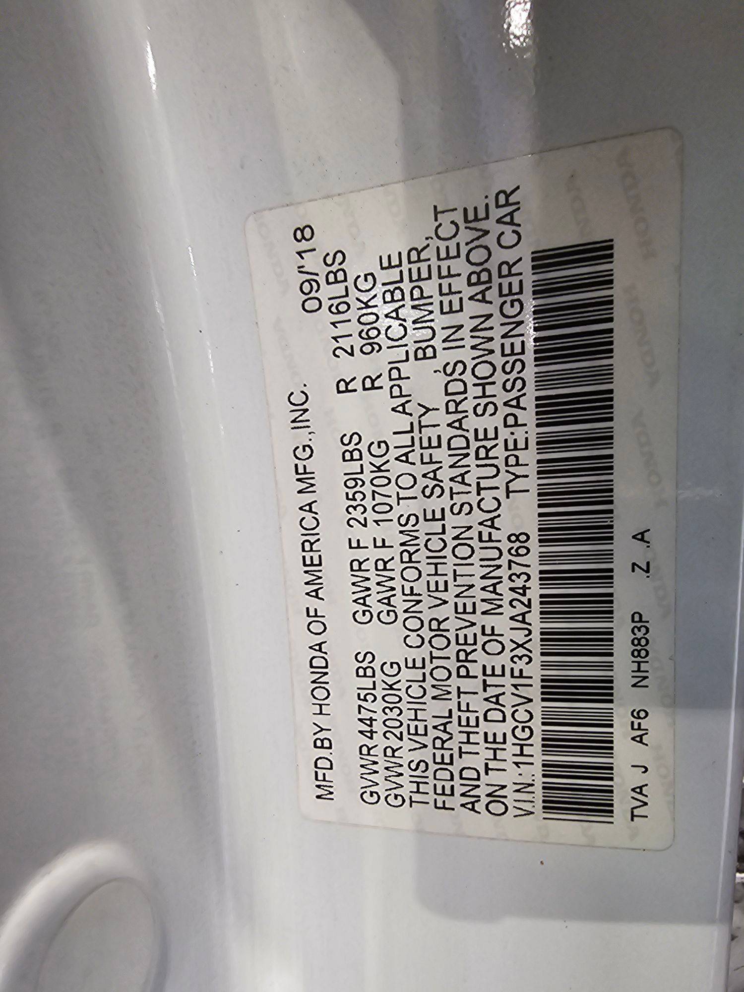 HONDA ACCORD 2018 - Marhaba Auction Used Cars - Image 10