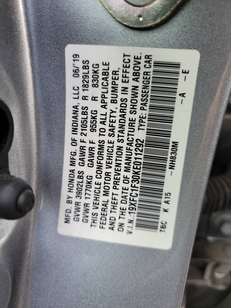2019 HONDA CIVIC — 75895 Miles — Lot E011292 — Main - Marhaba Auctions Used Cars - Image 10