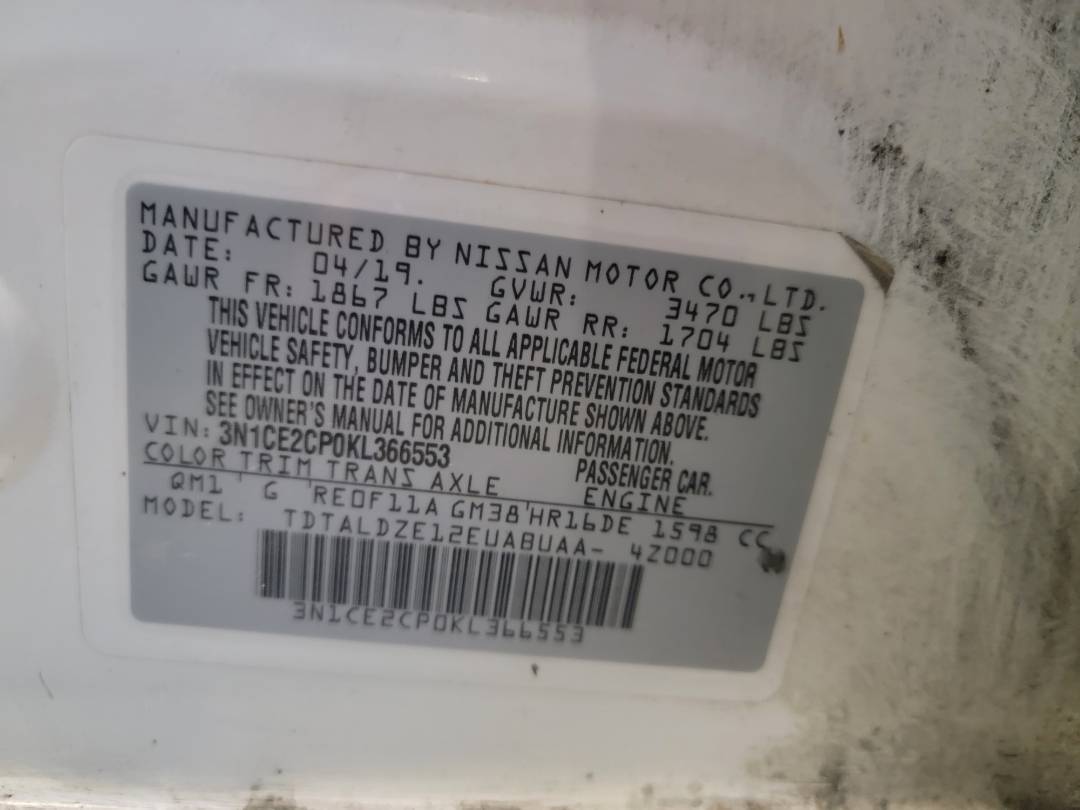 2019 NISSAN VERSA NOTE — 125668 Miles — Lot 75020543 - Marhaba Auctions Used Cars - Image 10