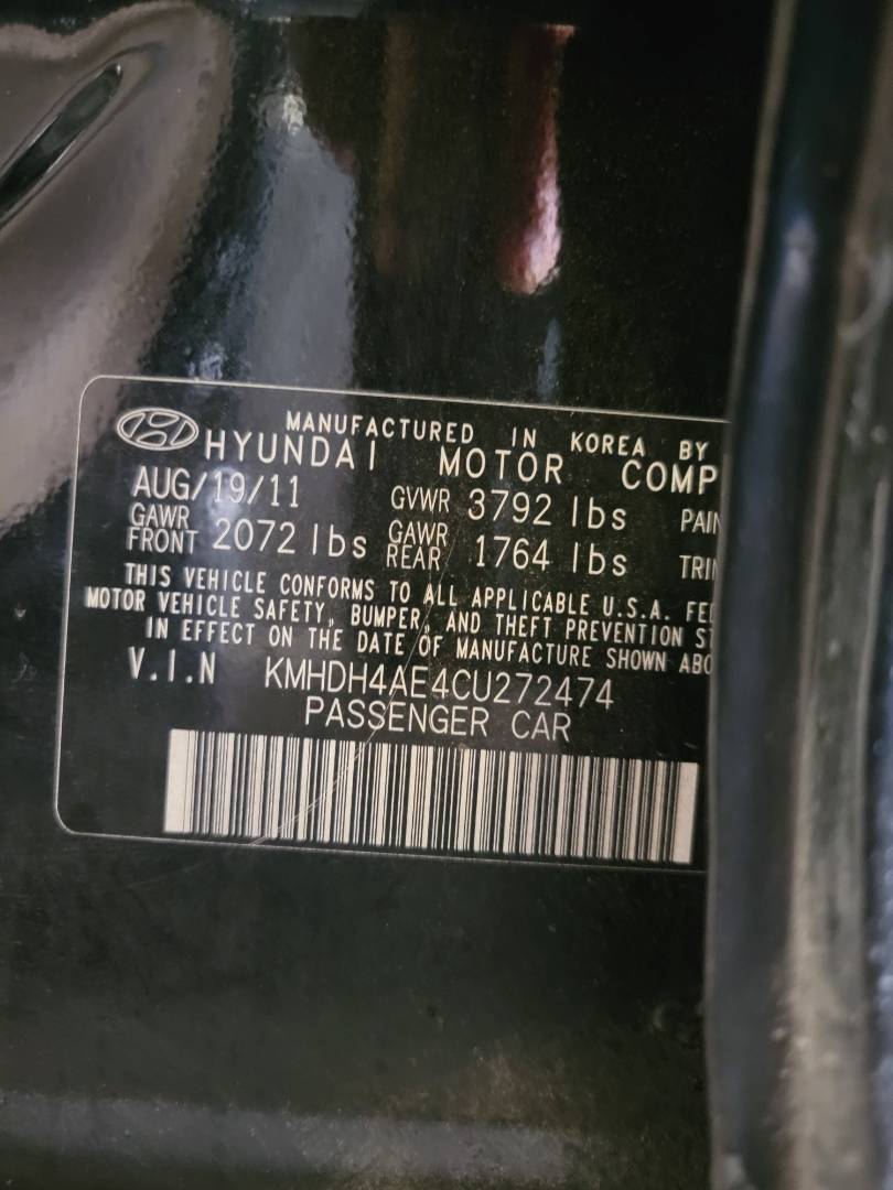 2012 HYUNDAI ELANTRA — 196446 Miles — Lot 4CU272474 — Main - Marhaba Auctions Used Cars - Image 10