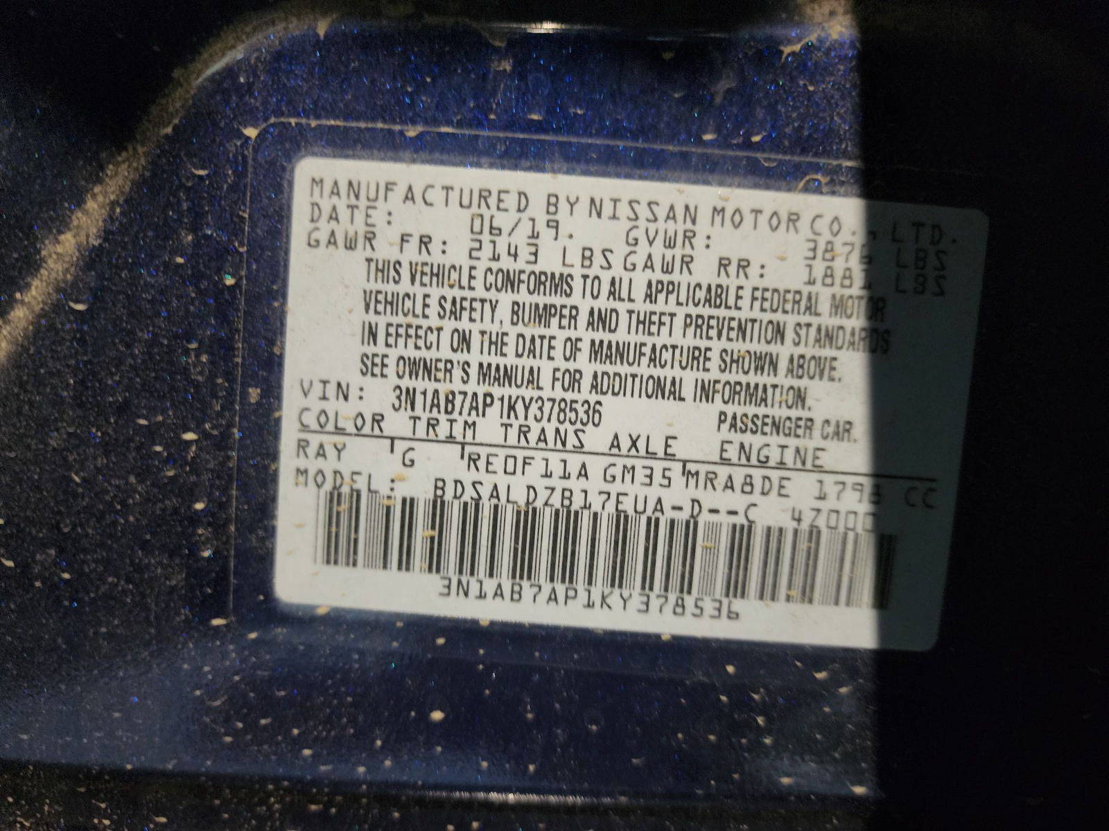 2019 NISSAN SENTRA — 182922 Miles — Lot 64268014 — Al Quoz - Marhaba Auctions Used Cars - Image 9
