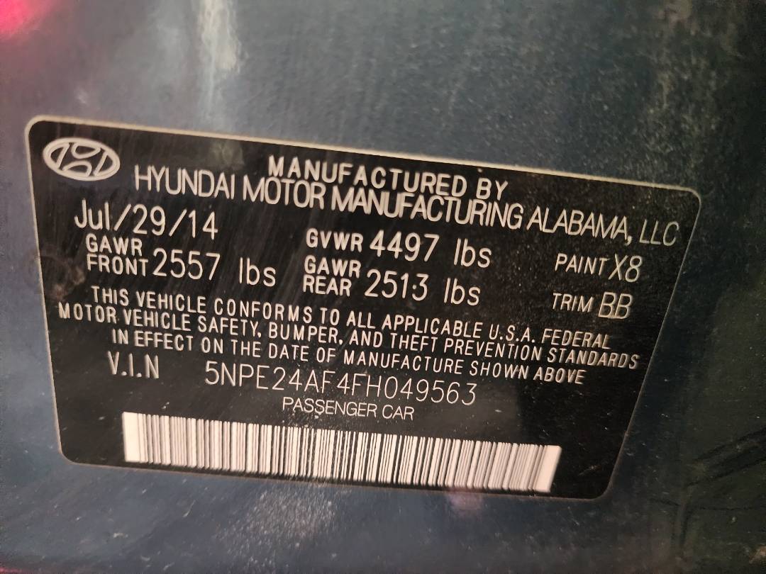 2015 HYUNDAI SONATA — 94495 Miles — Lot 38489128 - Marhaba Auctions Used Cars - Image 4