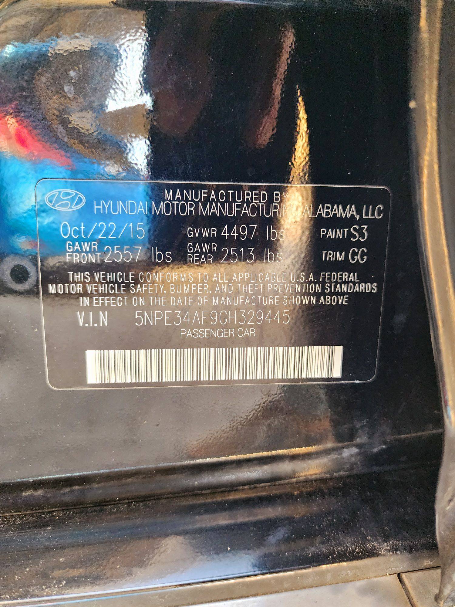 2016 HYUNDAI SONATA — 151258 Miles — Lot F9GH329445 — Souq - Marhaba Auctions Used Cars - Image 9
