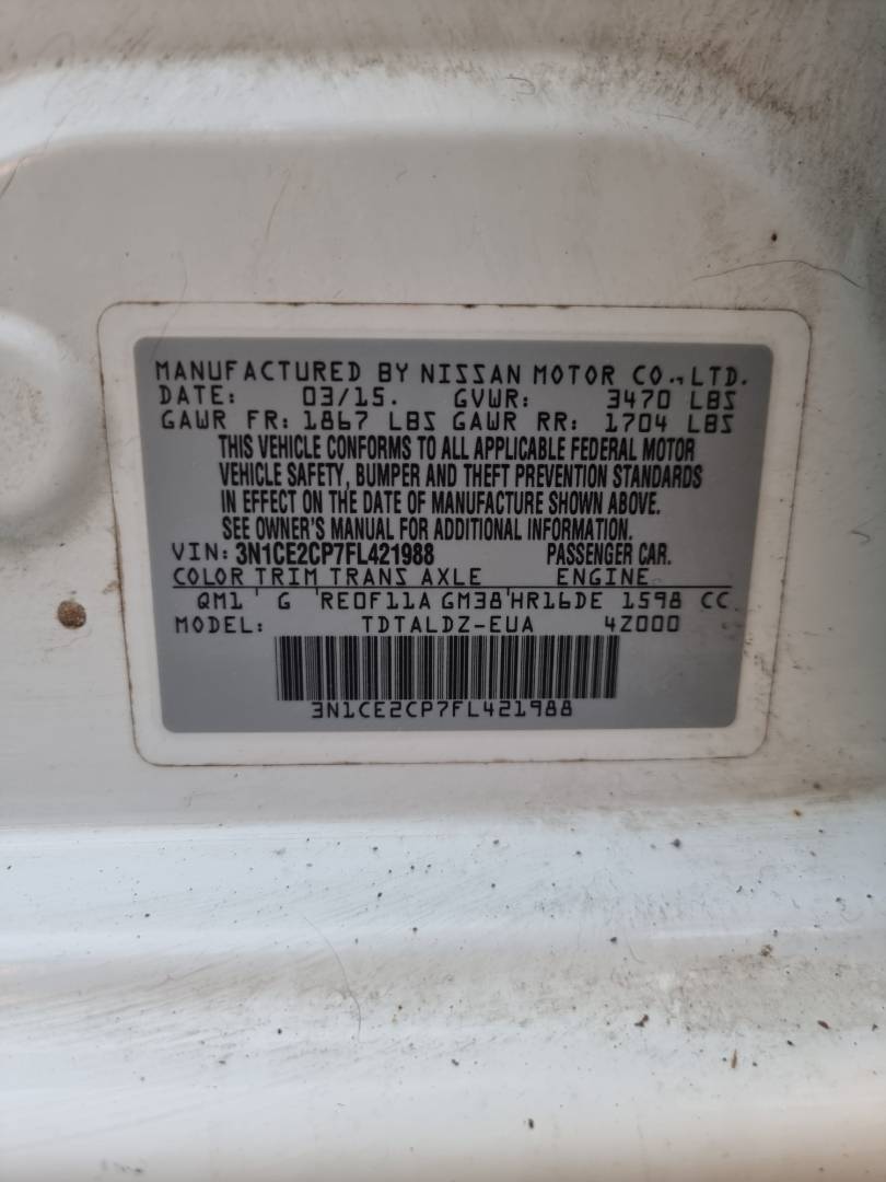 2015 NISSAN VERSA NOTE — 109403 Miles — Lot 125487 — Ind. 12 - Marhaba Auctions Used Cars - Image 9