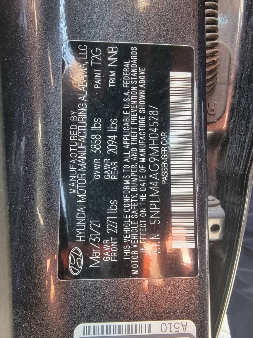 2021 HYUNDAI ELANTRA — 90073 Miles — Lot 45287 — Main - Marhaba Auctions Used Cars - Image 9