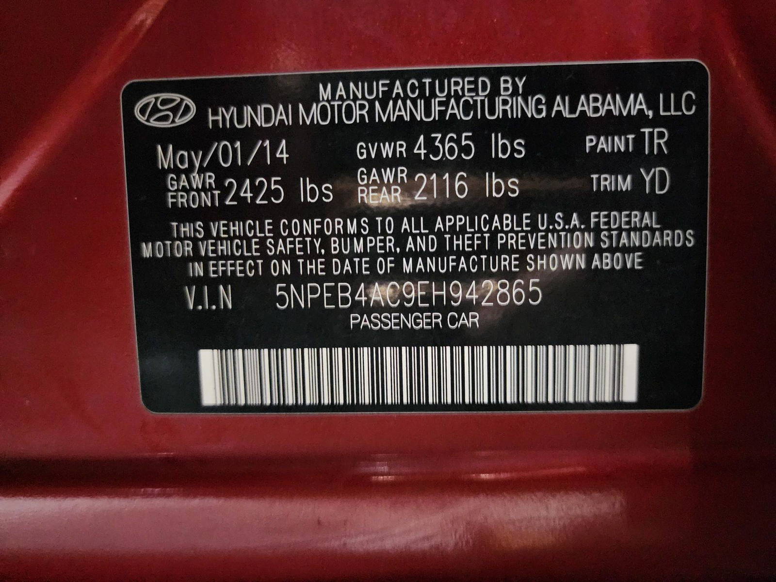 2014 HYUNDAI SONATA — 197621 Miles — Lot 39313319 — Al Quoz - Marhaba Auctions Used Cars - Image 9