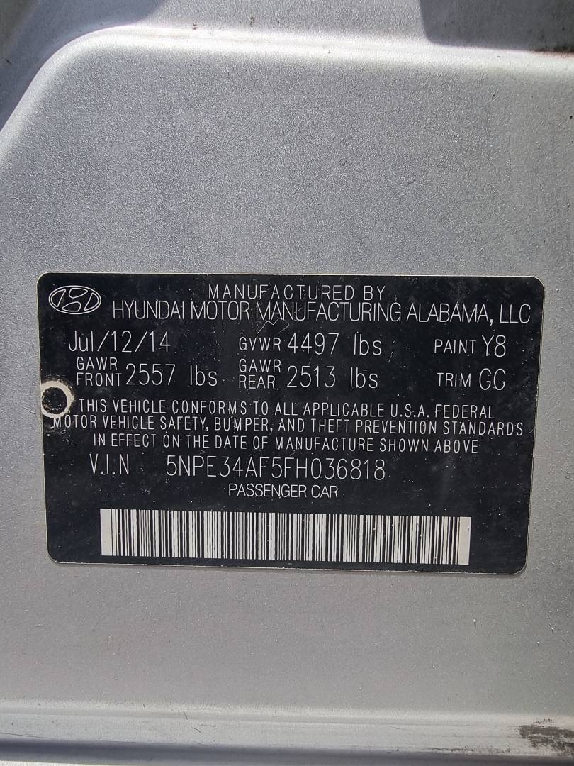 2015 HYUNDAI SONATA — 163432 Miles — Lot 546646 — Ind. 12 - Marhaba Auctions Used Cars - Image 7