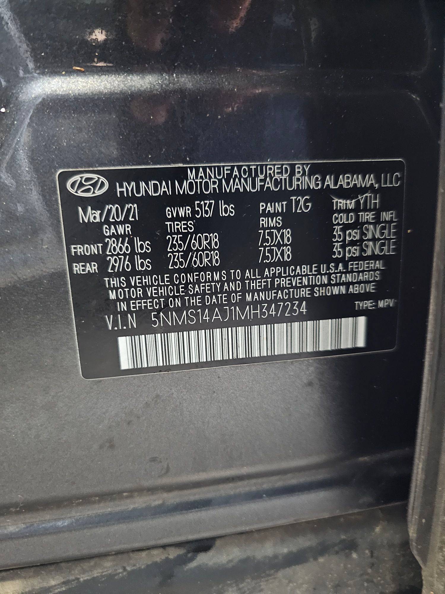 2021 HYUNDAI SANTA FE — 56710 Miles — Lot AJ1MH347234 — Souq - Marhaba Auctions Used Cars - Image 10