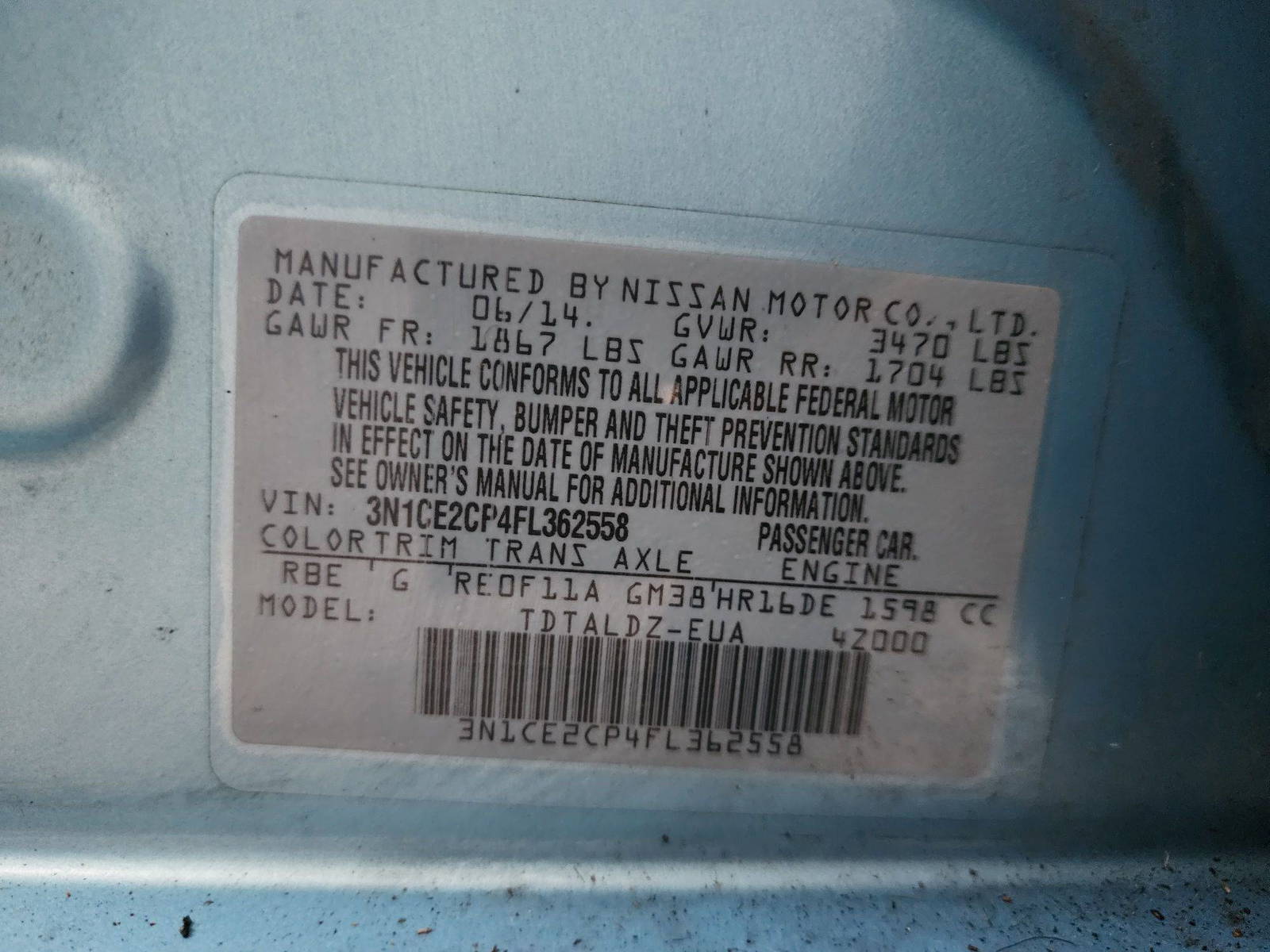 2015 NISSAN VERSA NOTE — 204703 Miles — Lot 39652238 — Main - Marhaba Auctions Used Cars - Image 10