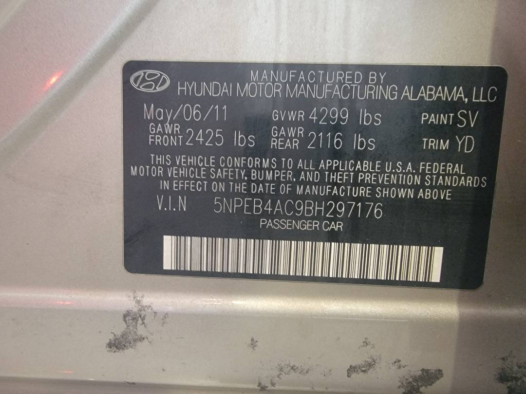 2011 HYUNDAI SONATA — 143683 Miles — Lot 297176 — Main - Marhaba Auctions Used Cars - Image 9