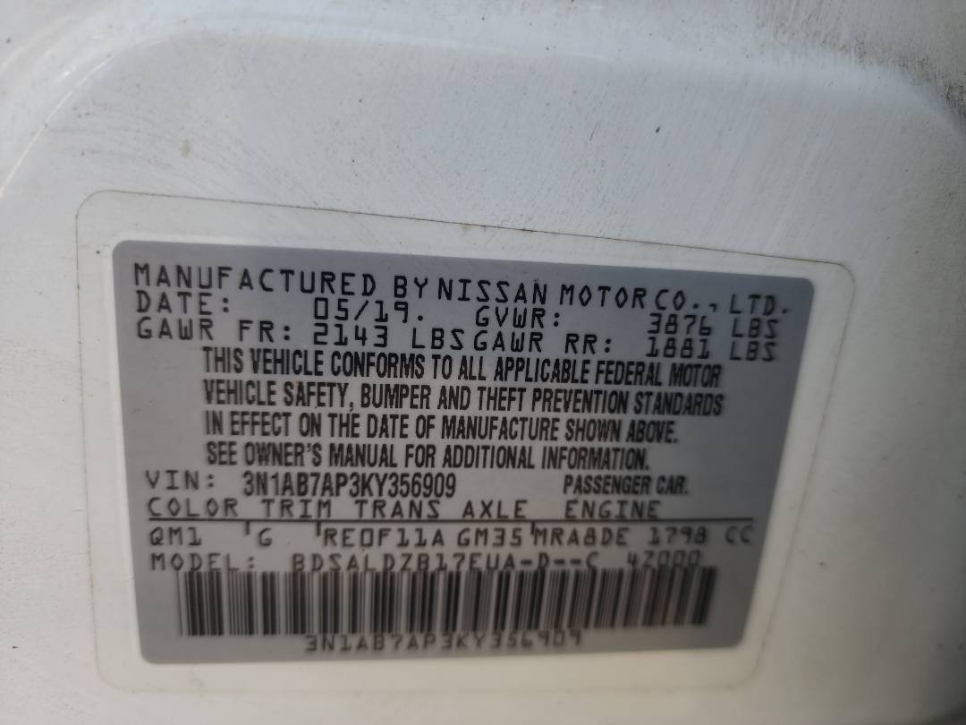 2019 NISSAN SENTRA — 110297 Miles — Lot 37355584 — Souq - Marhaba Auctions Used Cars - Image 9