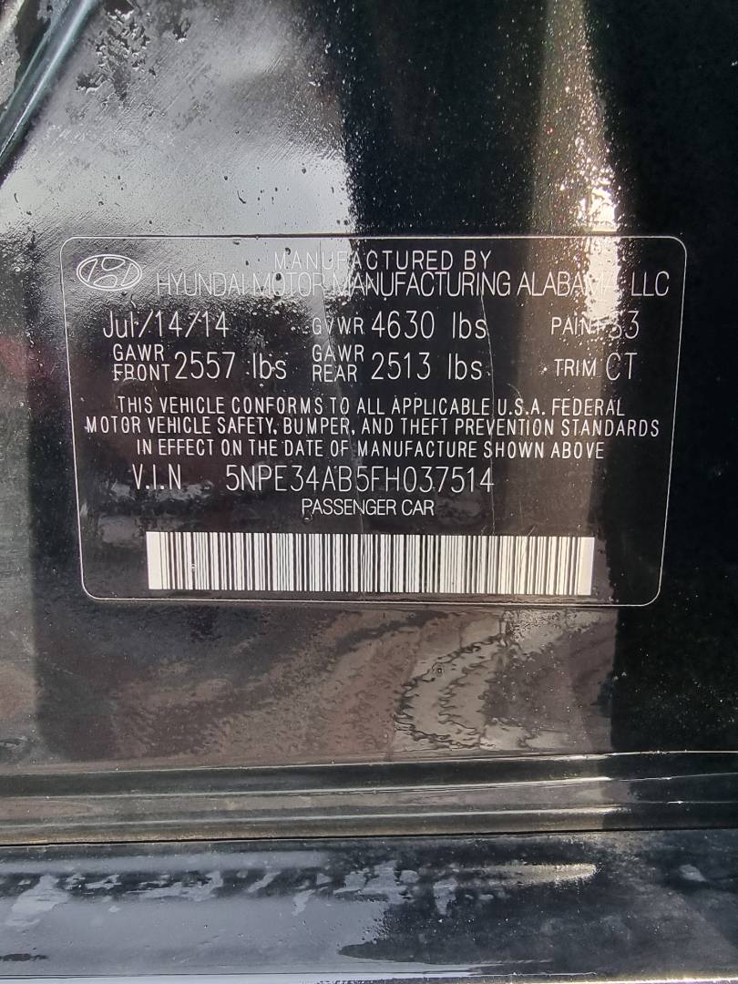 2015 HYUNDAI SONATA — 150673 Miles — Lot 215487 — Ind. 12 - Marhaba Auctions Used Cars - Image 9