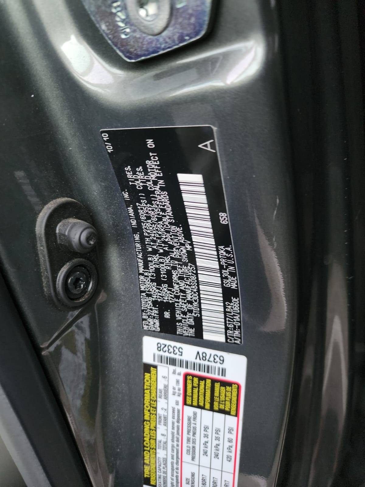 2011 TOYOTA SIENNA — 185804 Miles — Lot 99515595 — Main - Marhaba Auctions Used Cars - Image 13