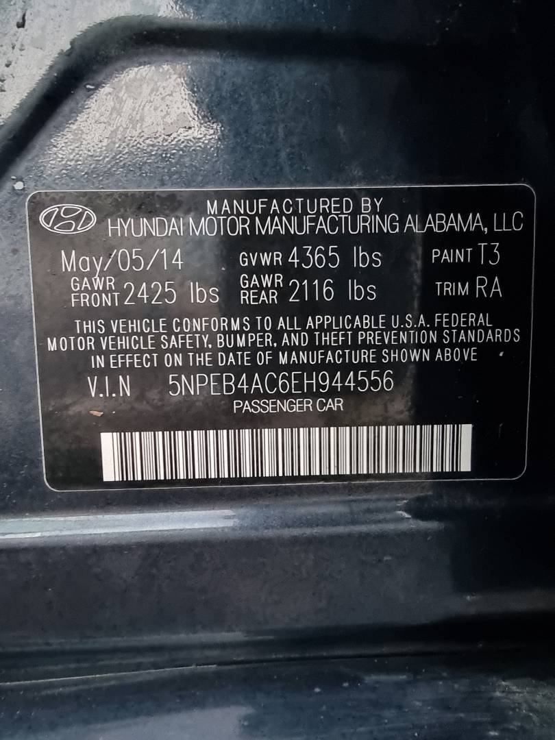 2014 HYUNDAI SONATA — 169791 Miles — Lot 215487 — Ind. 12 - Marhaba Auctions Used Cars - Image 9
