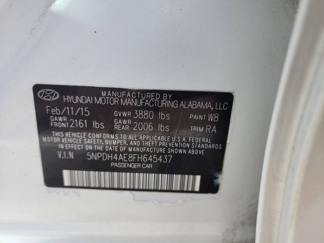 2015 HYUNDAI ELANTRA — 171687 Miles — Lot H645437 - Marhaba Auctions Used Cars - Image 4