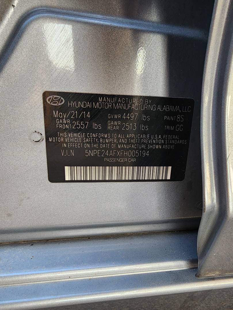 2015 HYUNDAI SONATA — 161611 Miles — Lot 82299673 - Marhaba Auctions Used Cars - Image 3
