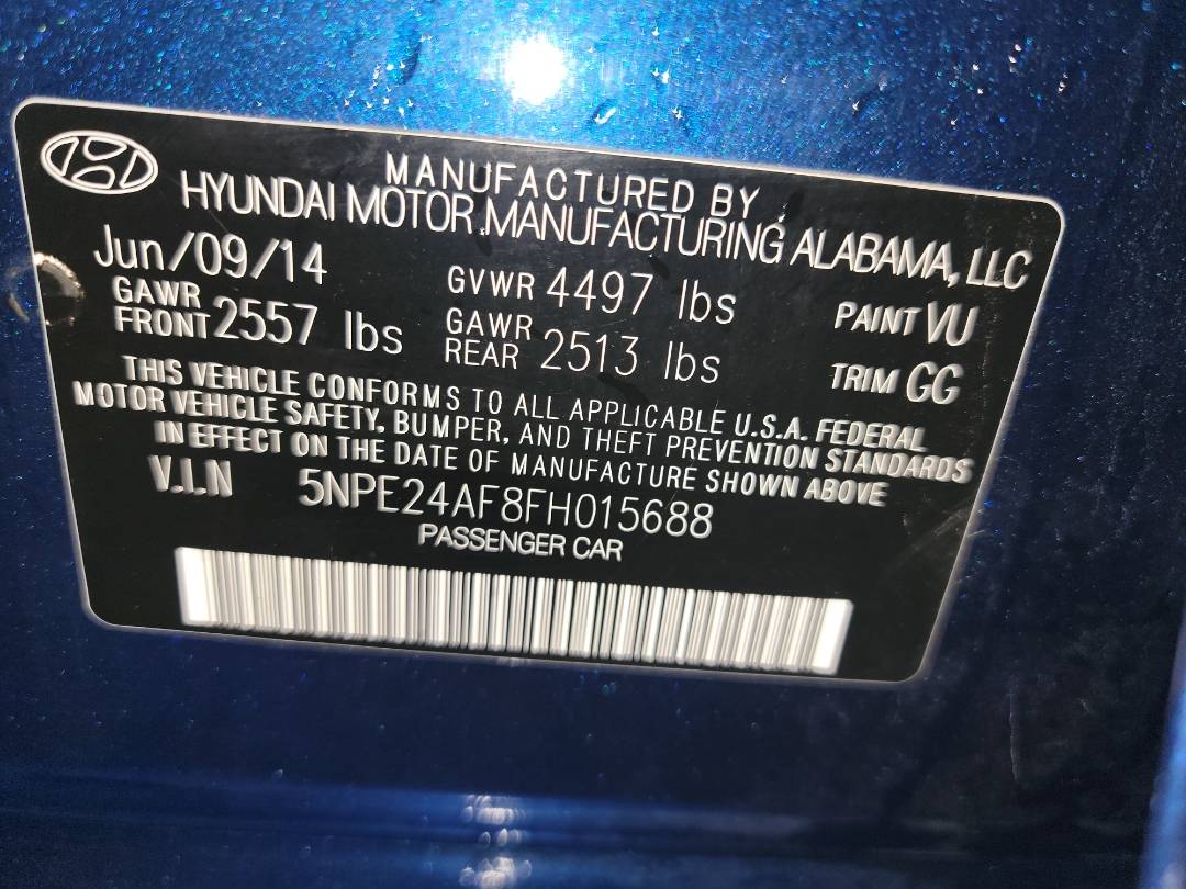 2015 HYUNDAI SONATA — 137662 Miles — Lot H015688 - Marhaba Auctions Used Cars - Image 9