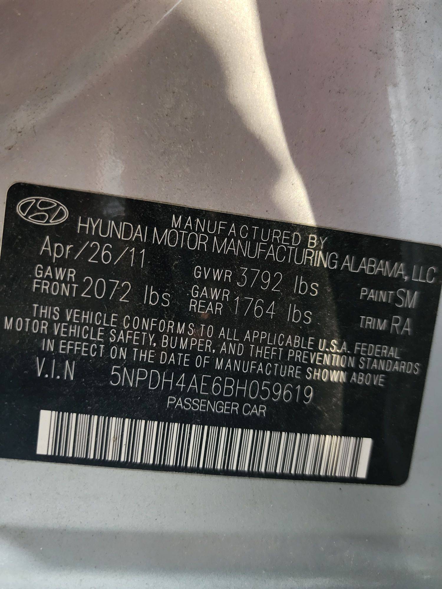 2011 HYUNDAI ELANTRA — 178573 Miles — Lot 059619 — Al Quoz - Marhaba Auctions Used Cars - Image 8