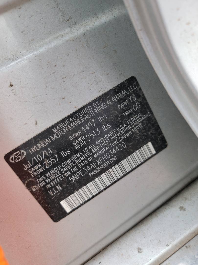 2015 HYUNDAI SONATA — 96862 Miles — Lot 49257825 — Main - Marhaba Auctions Used Cars - Image 10